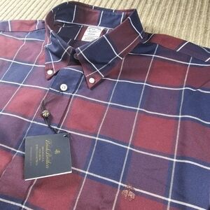 Brooks Brothers Men's Plaid Shirt - Red and Blue